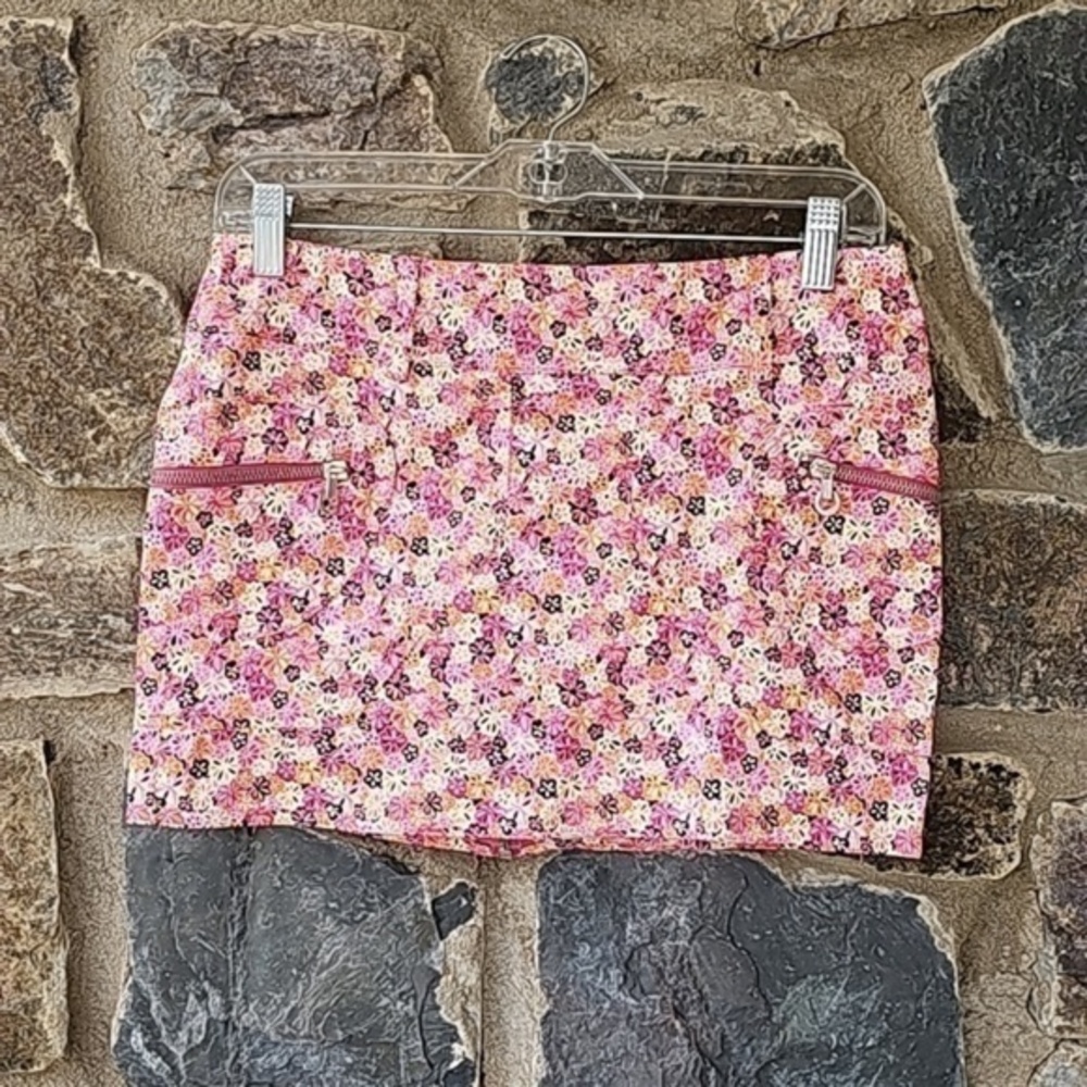 Versace Versus Floral Print Cotton Blend Mini Skirt in Pink Multicolor Size